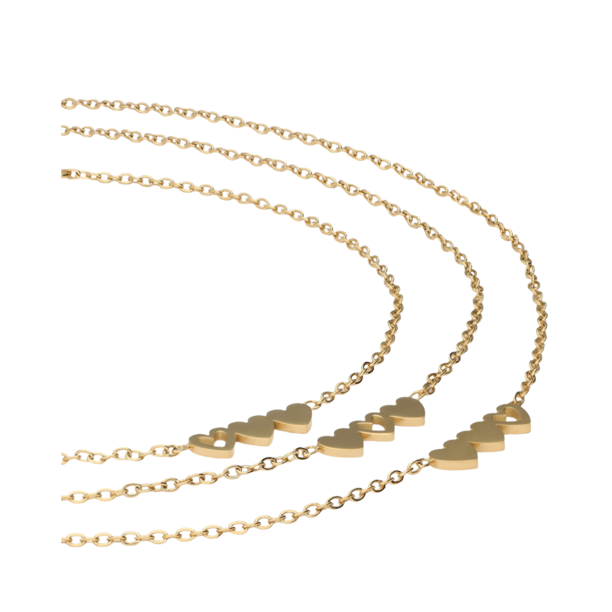 Bracelet Set 3 Hearts - Gold