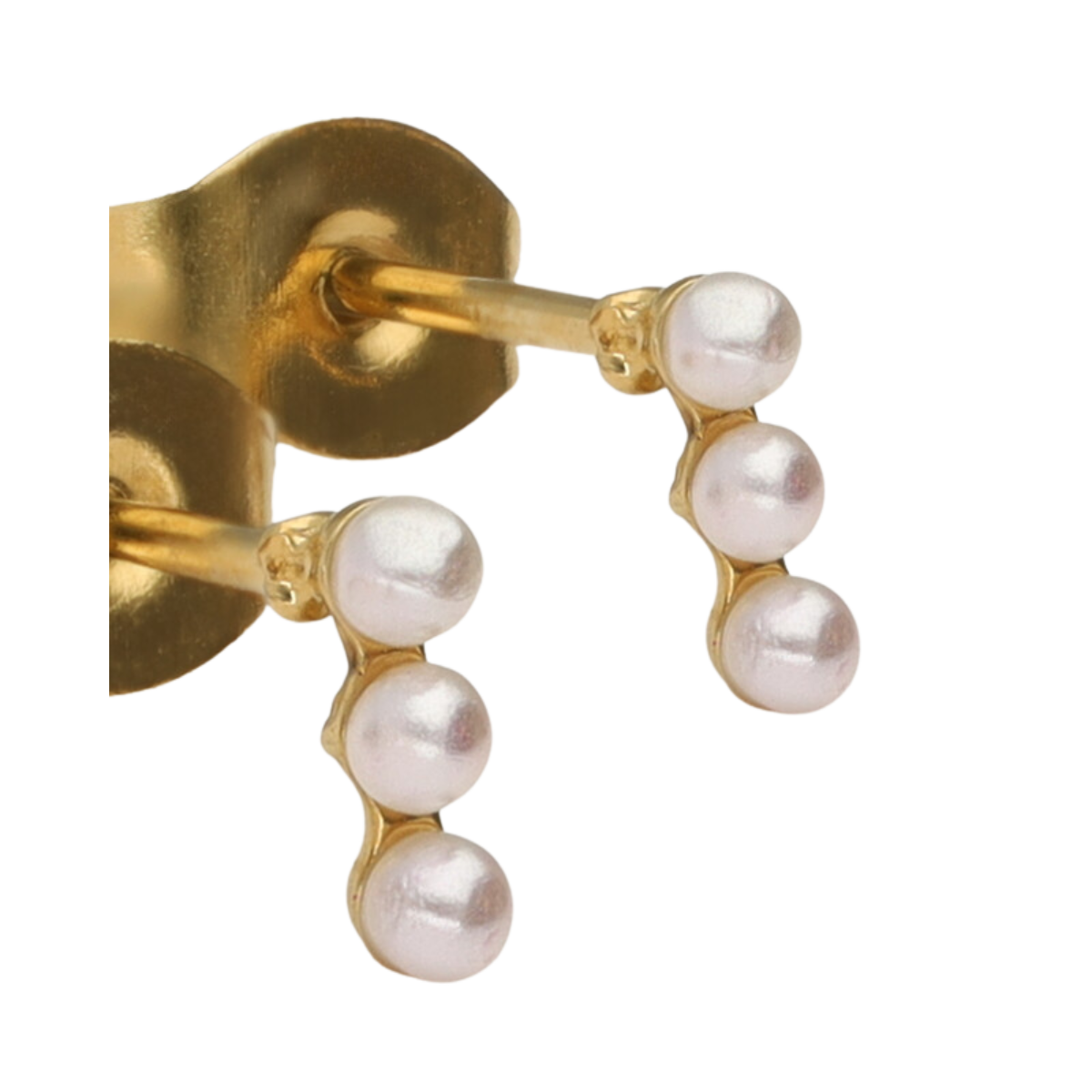Earstud 2 pearls - Gold