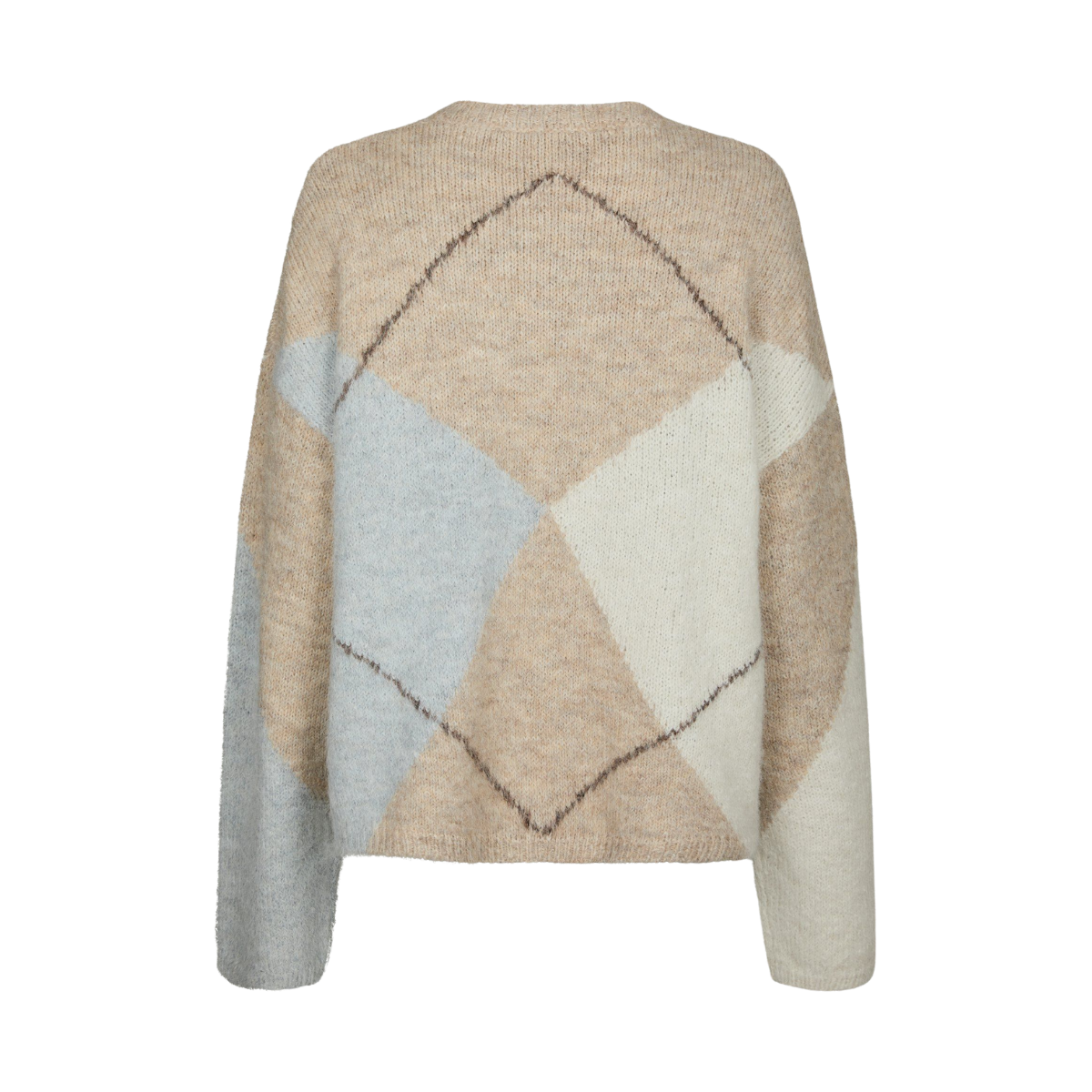 Inga Check Fluff Knit Blouse - Beige Melange