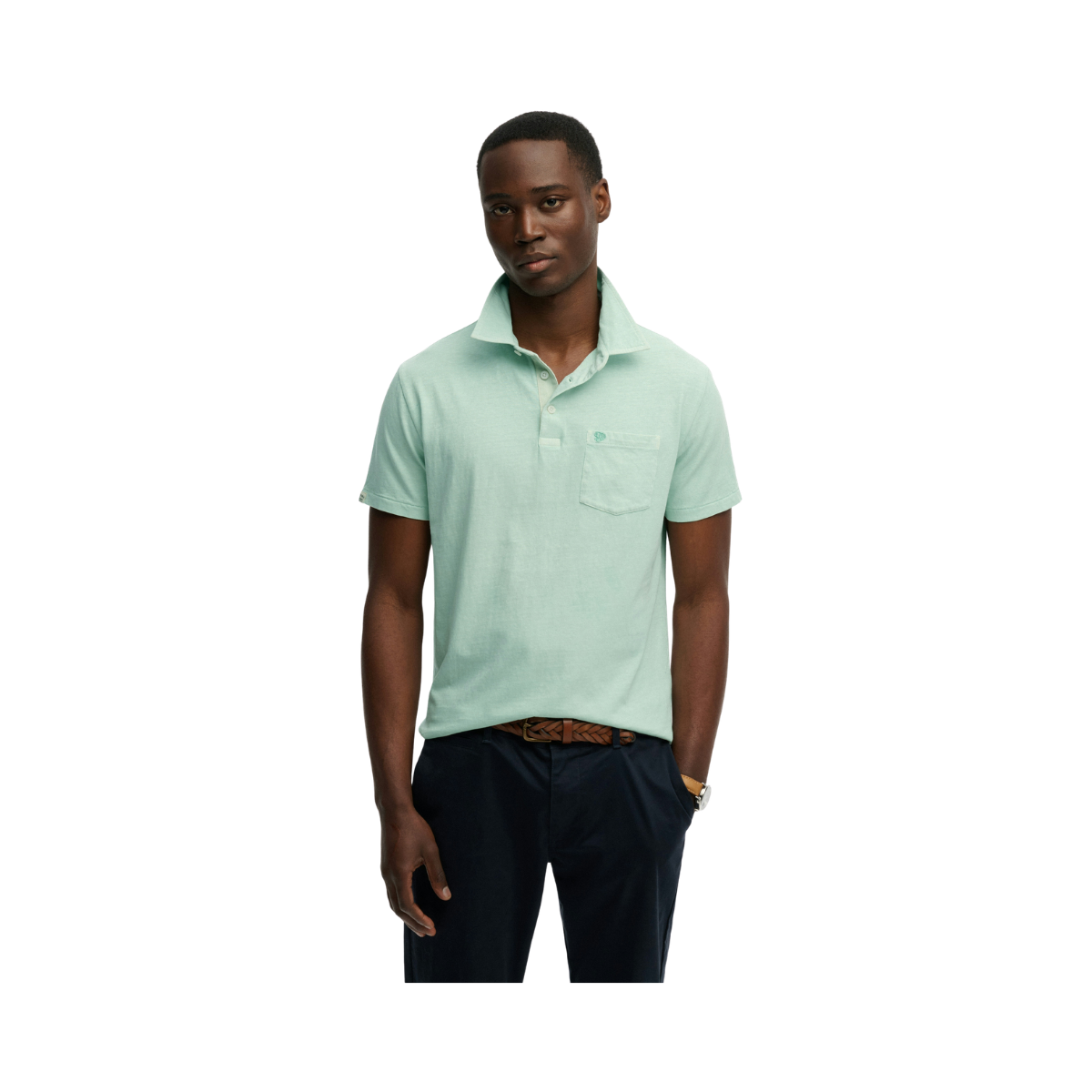 Classic Cotton Linen Polo - Fresh Mint Green