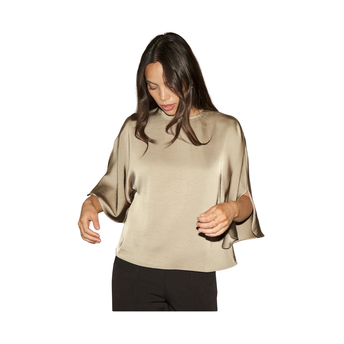 Liora Heavy Sateen Blouse - Dark Taupe