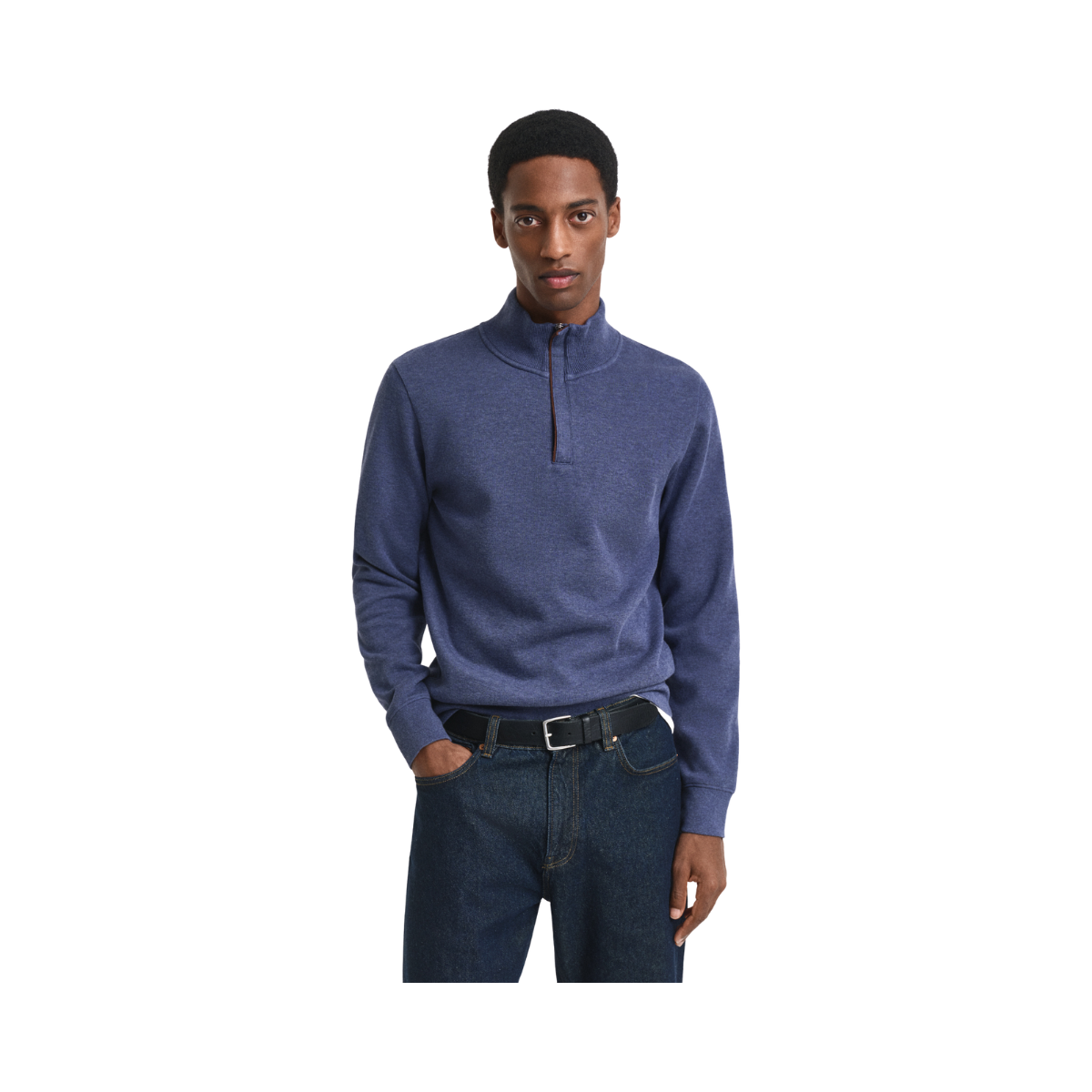 Sacker Rib Half Zip - Dark Jeansblue Melange