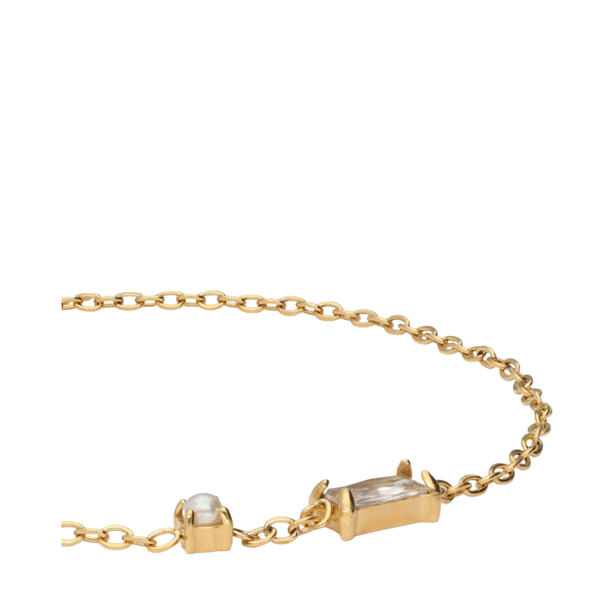 Bracelet tiny strass pearl charm - Gold