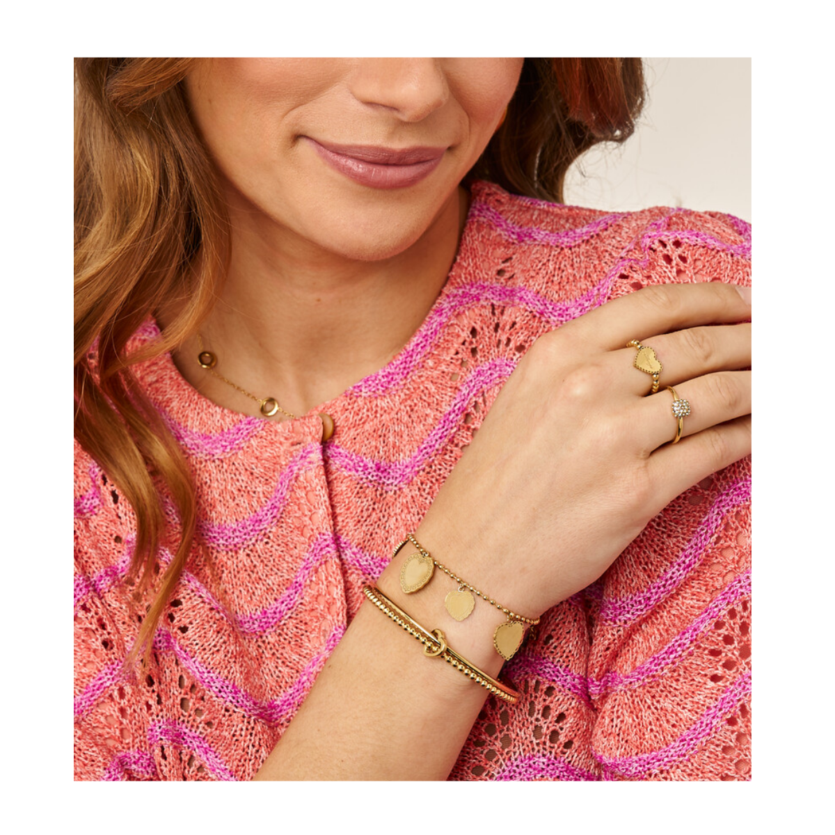 Bracelet 5 Hearts - Gold