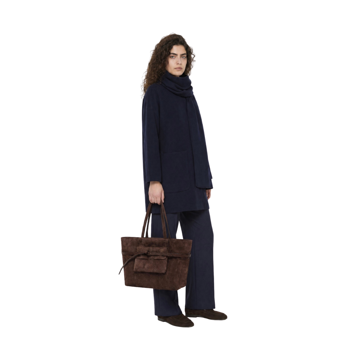 Belty Suede Shopper Bag - Moka