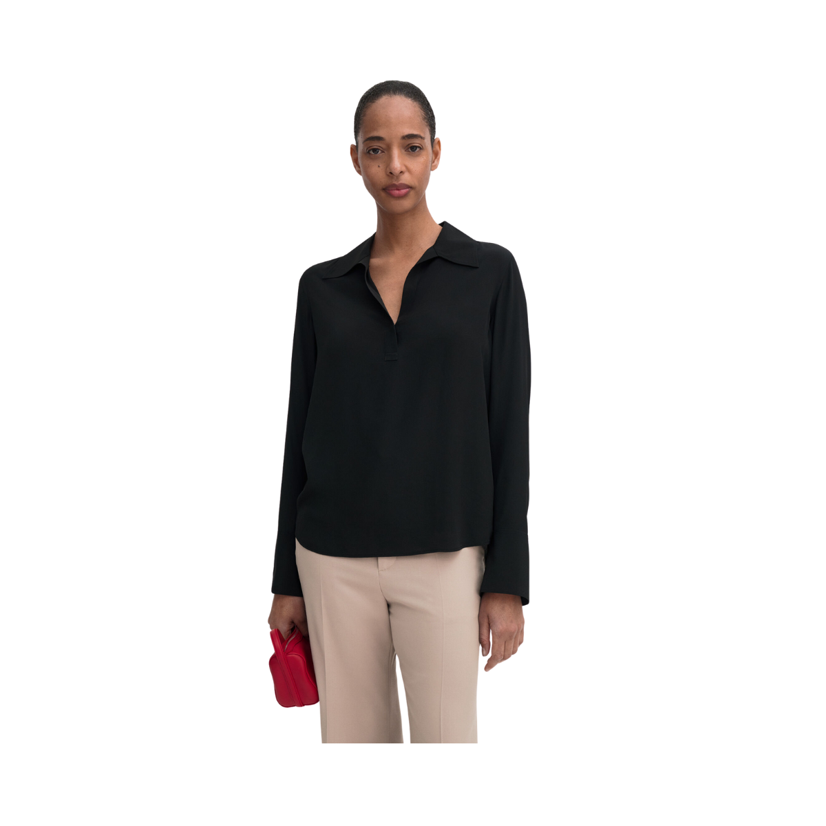 Half Placket Blouse - Black