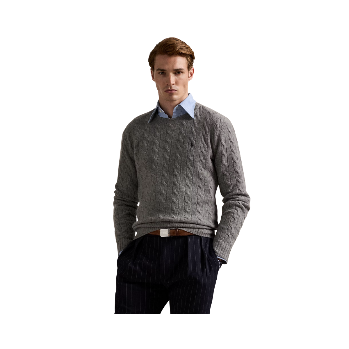 Cable-Knit Wool-Cashmere Sweater - Fawn Grey