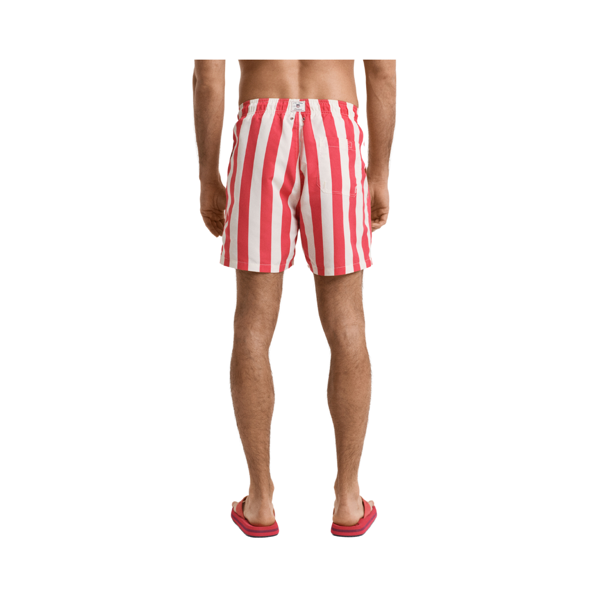 Block Stripe Swim Shorts - Watermelon Red