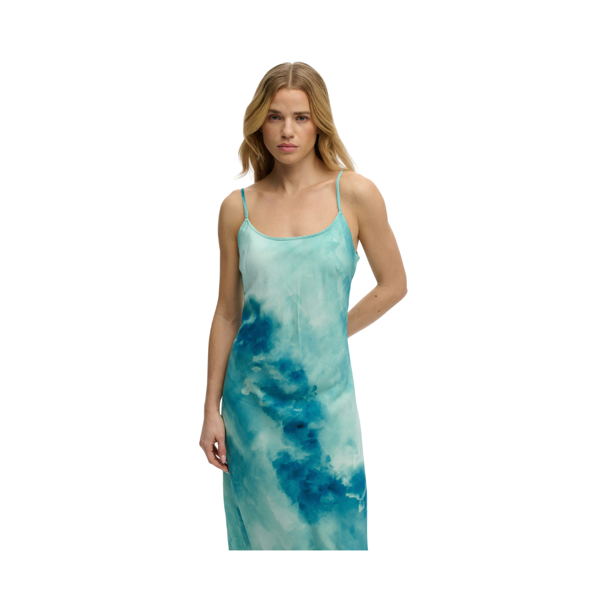 Printed Maxi Slip Dress - Sage Sky Blue