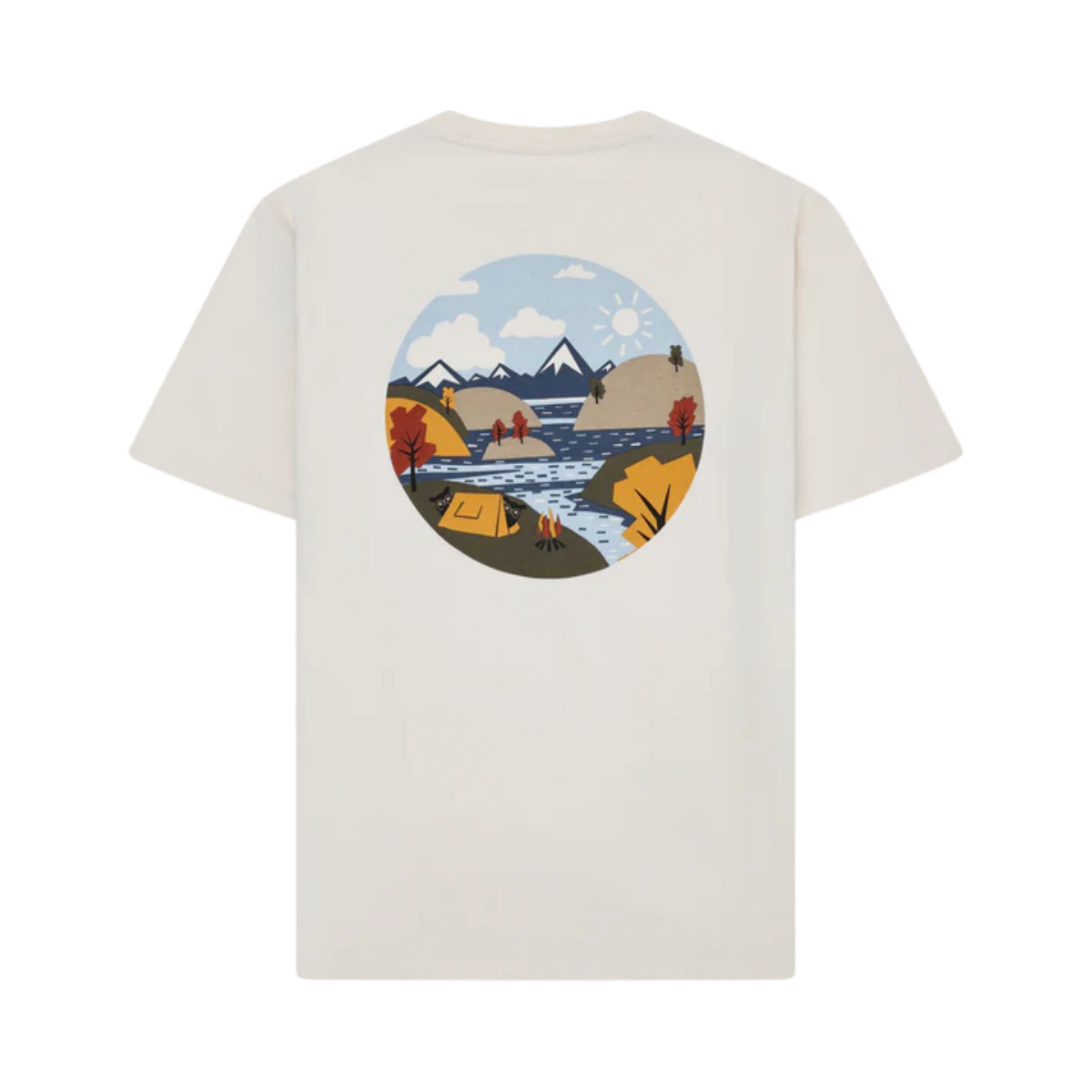 Heavy Scenery Back Print T-shirt - Egret