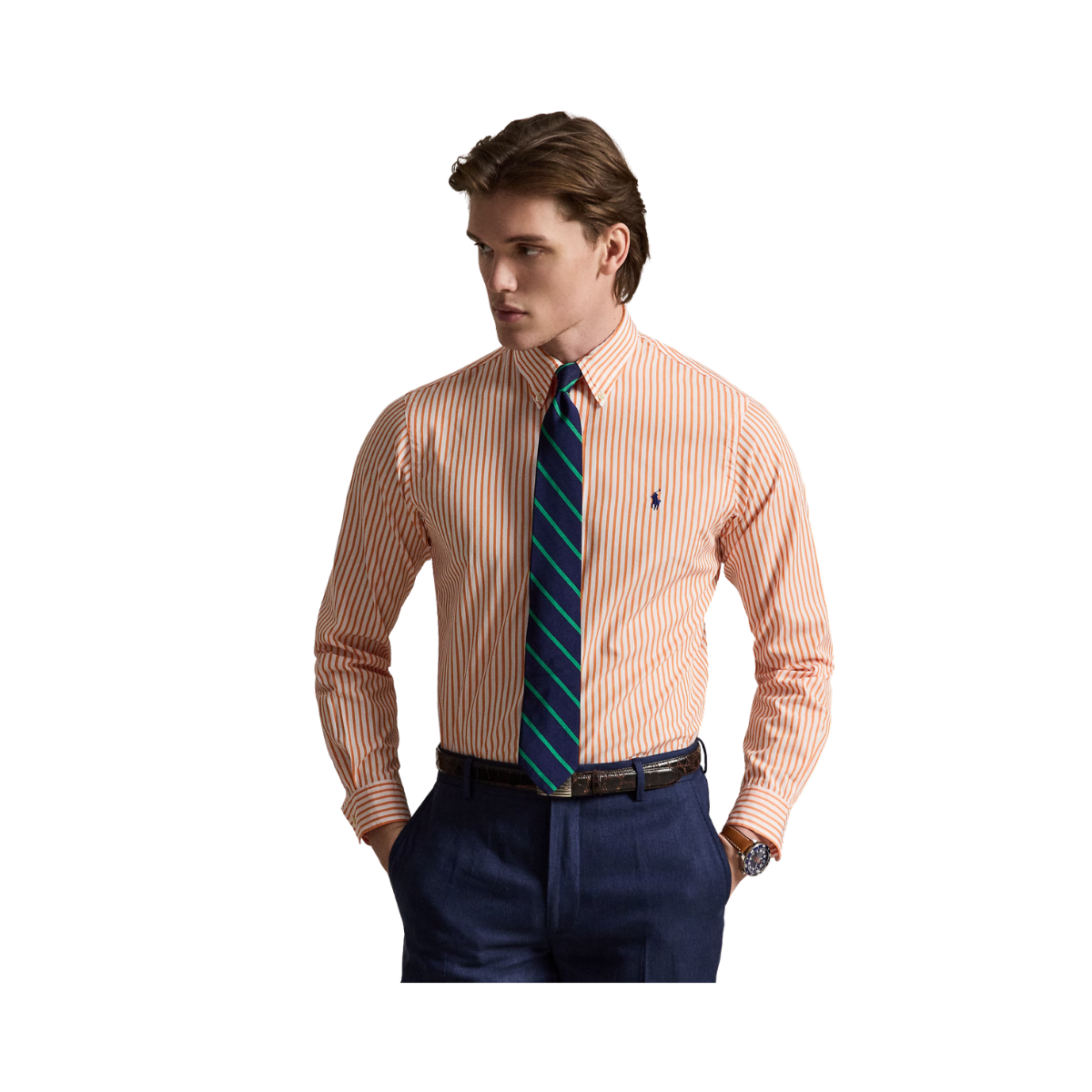 Woven Sport Shirt - White Kona Orange