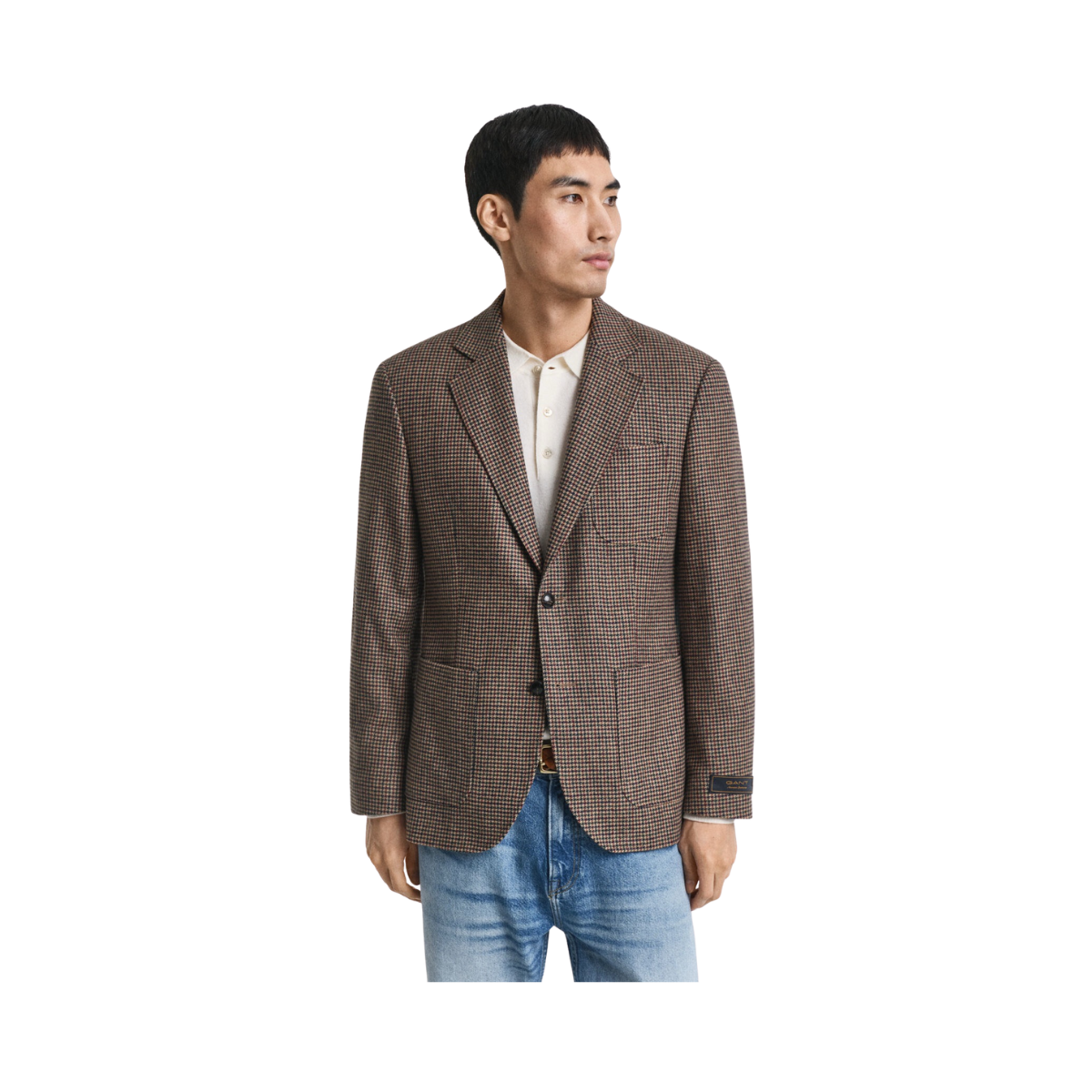 Houndstooth Check Blazer - 264 Light Taupe