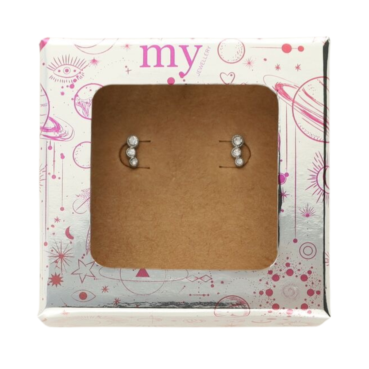 Studs 3 round strass transparant - 1500 Silver