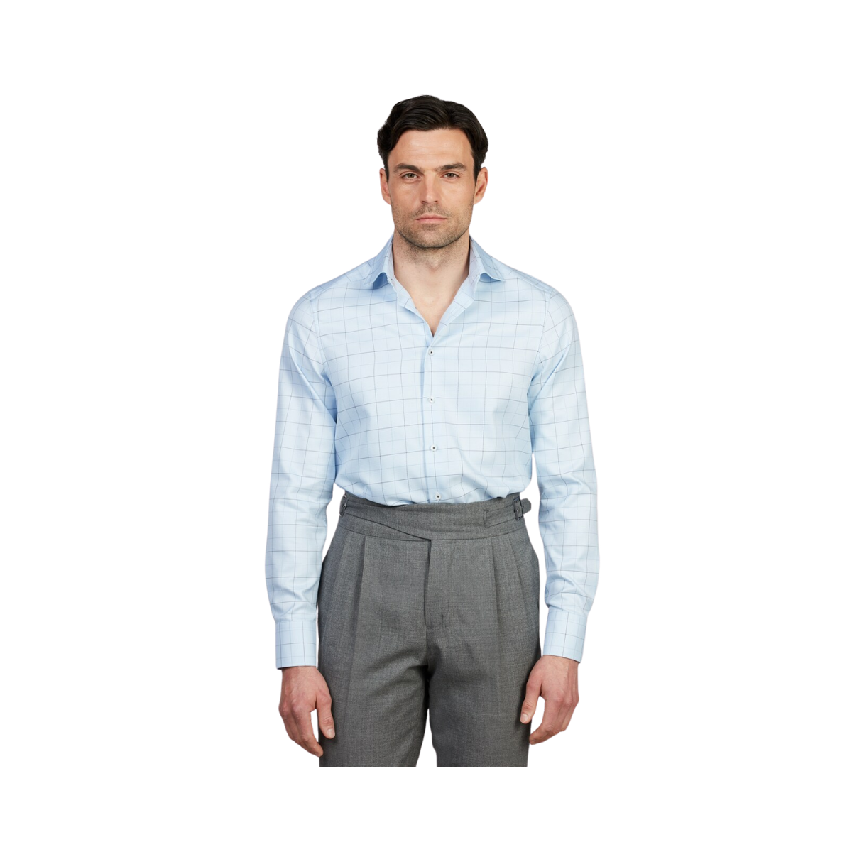 Slimline C75 RM cuff - Light Blue Check