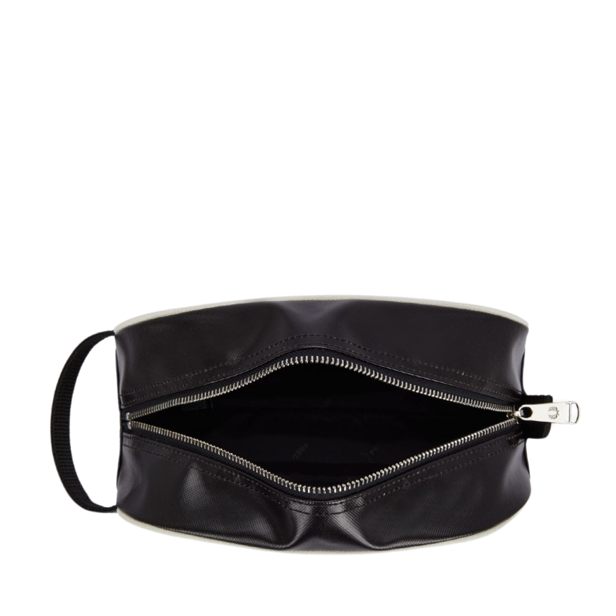 Coated Polyester Wash Bag - Black/Ecru