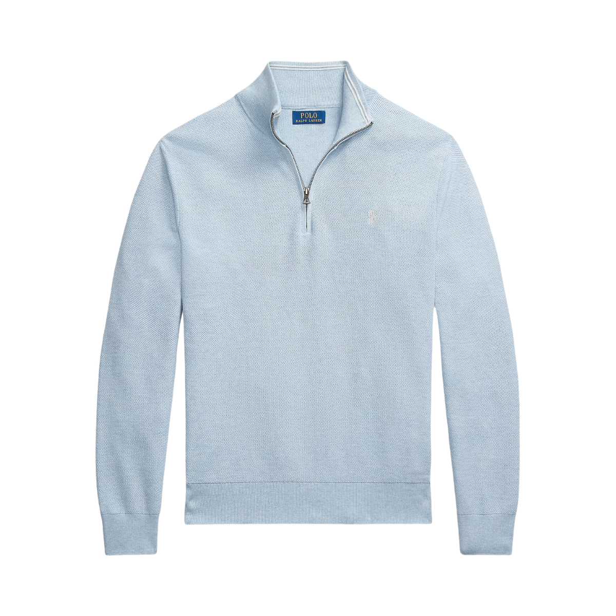 Knit Cotton Quarter-Zip Sweater - Blue Hyacinth Hthr