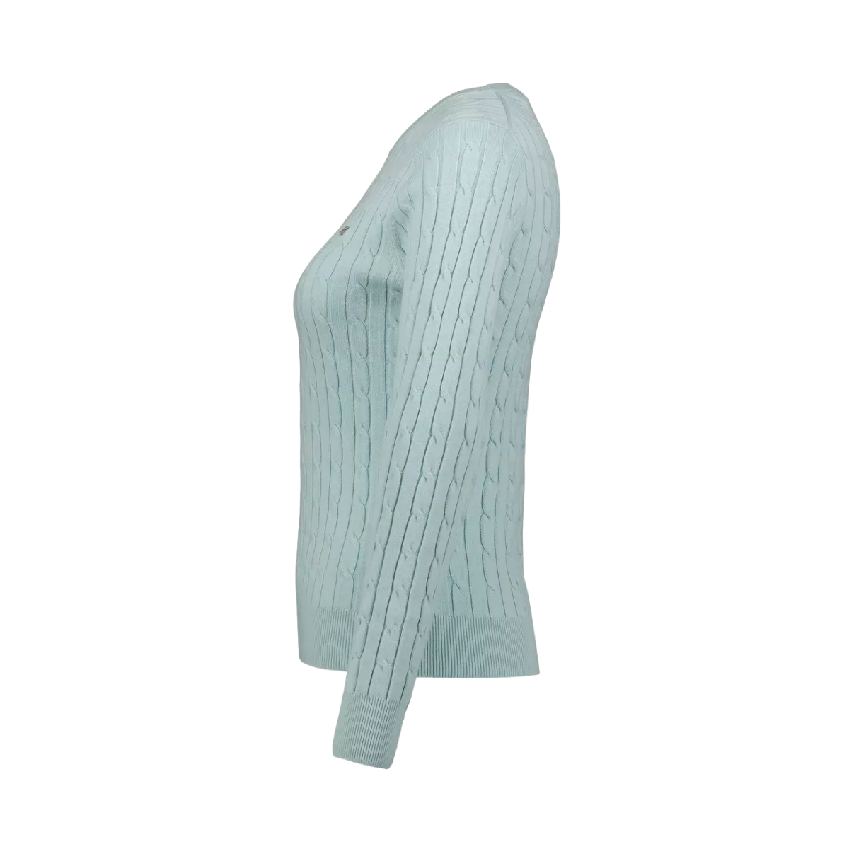Stretch Cotton Cable C-Neck - 355 Faded Mint
