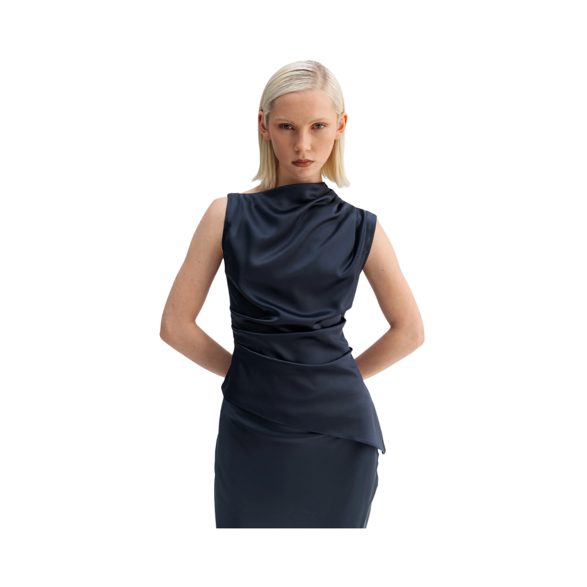 Lizi Satin Tank - Blue Grey