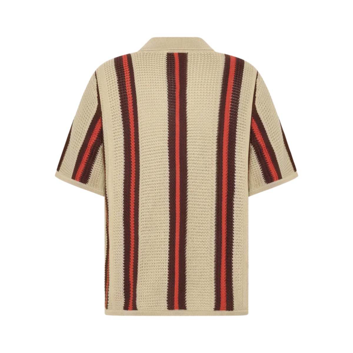Cotton Striped Knitted Shirt - Red Stripe