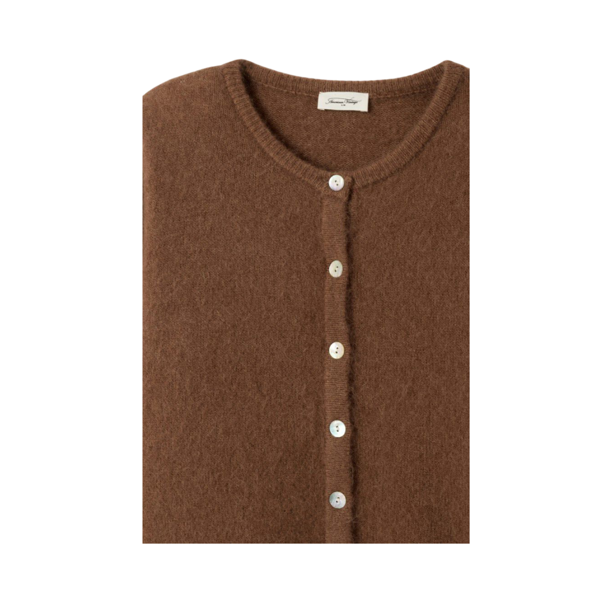 Gilet Court Ml Col Rond Boutonne - Chocolat Chine