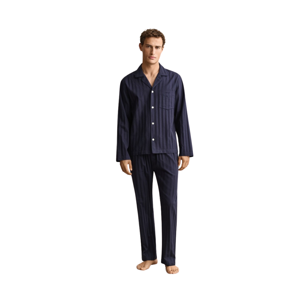 Sateen Striped Pyjama Set - Evening Blue