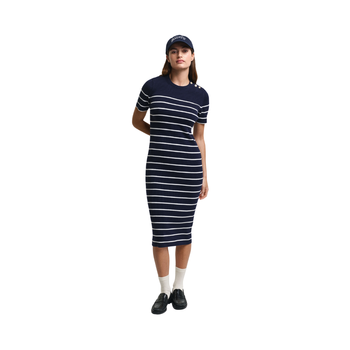 Ribbed Breton Dress - Evening Blue
