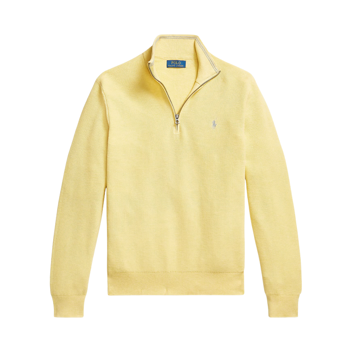Knit Cotton Quarter-Zip Sweater - Soft Yellow