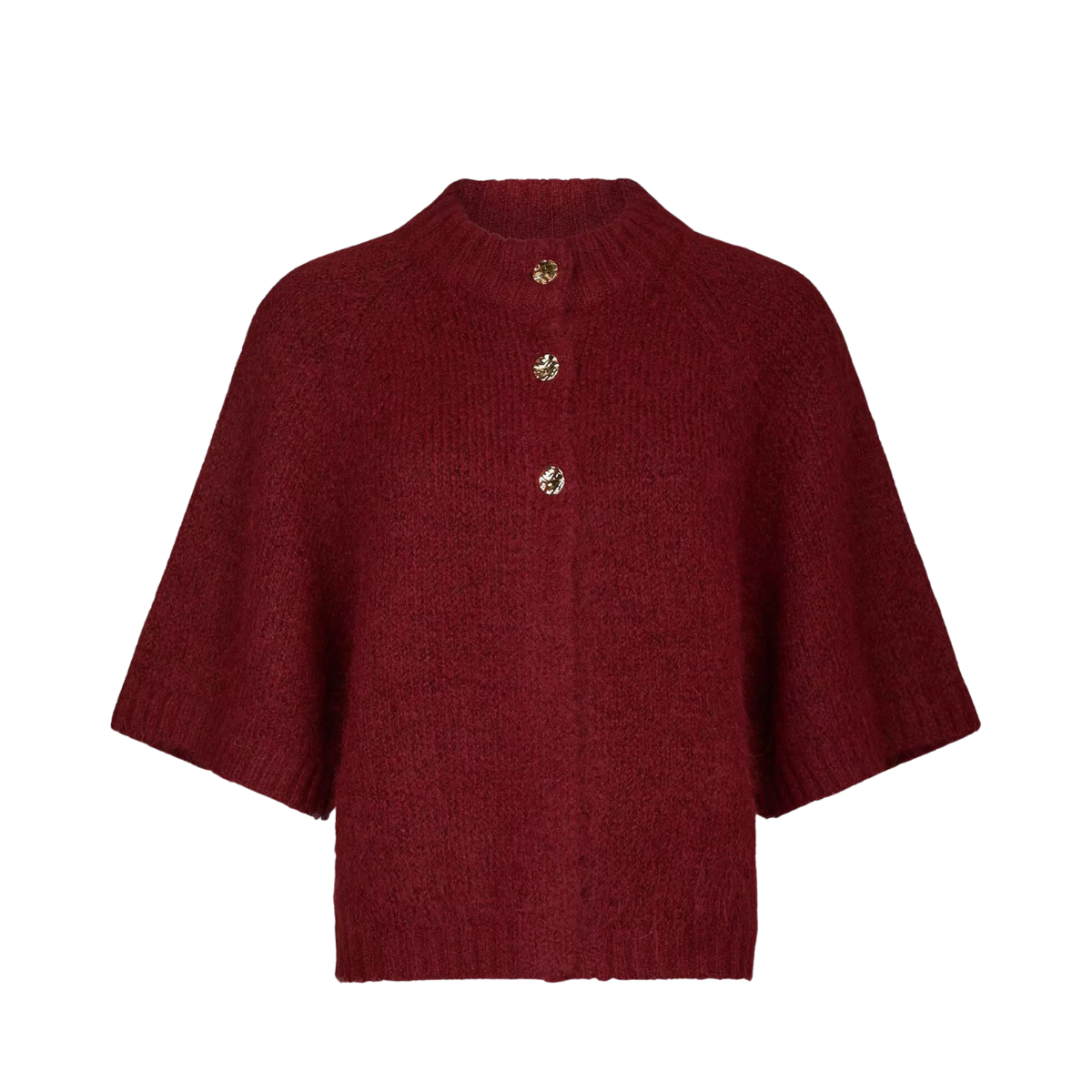 Benuta Fluffy Knit Cardigan - Dark Red