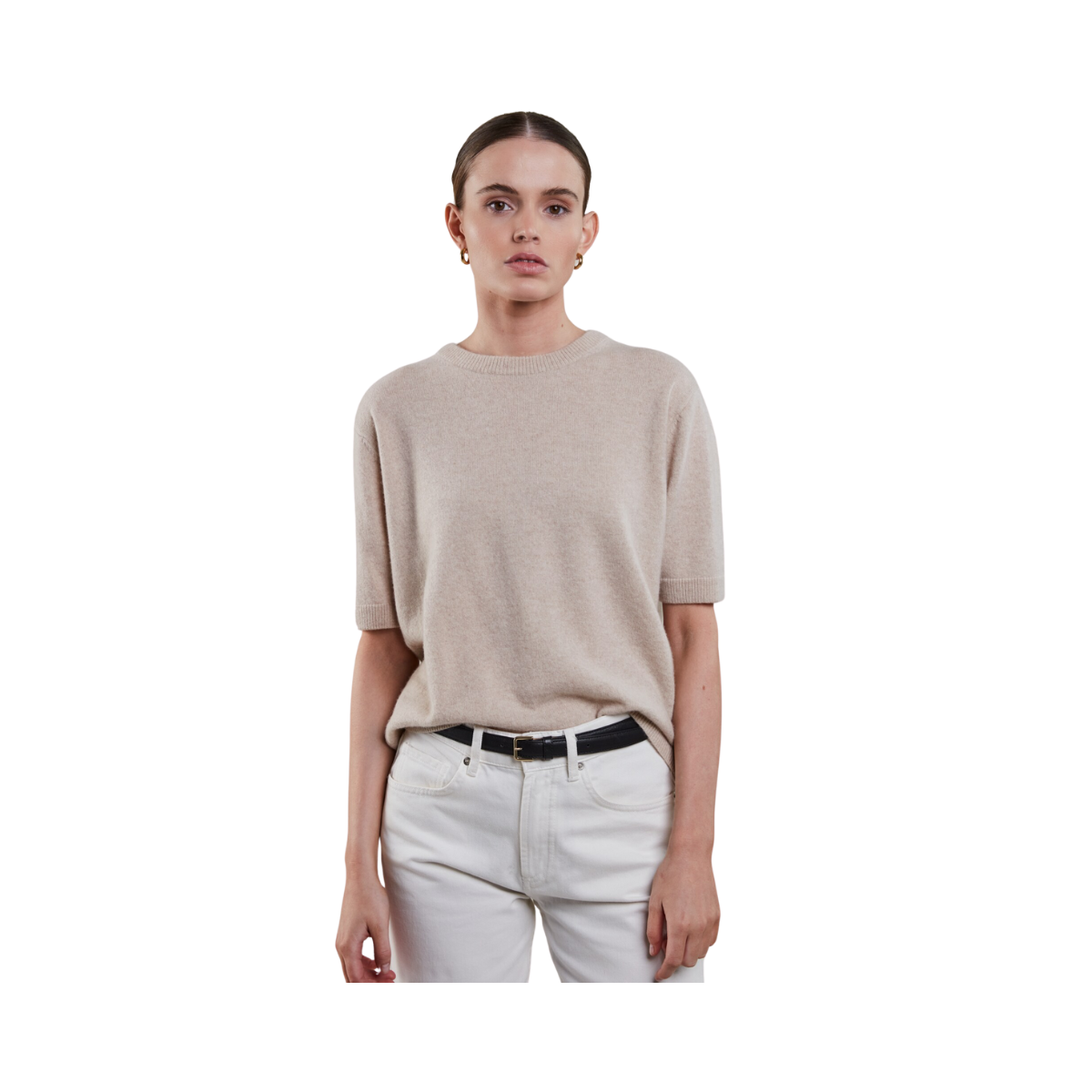 Janet Short Sleeve Knit - Beige