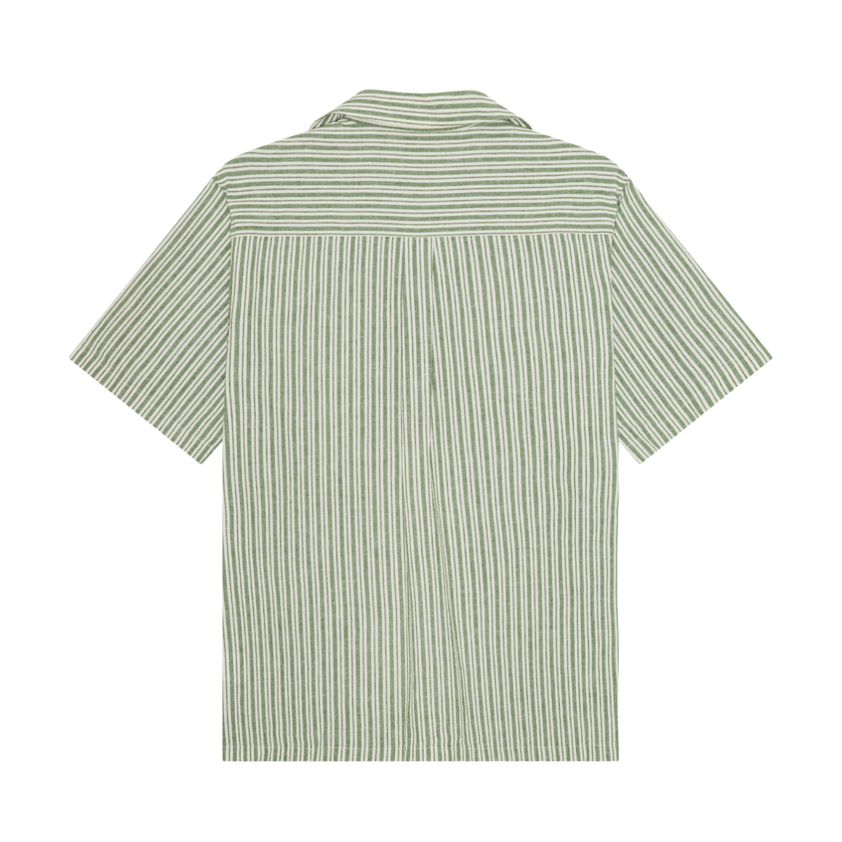 Stripe Cotton-Linen SS Shirt - Artichoke Green