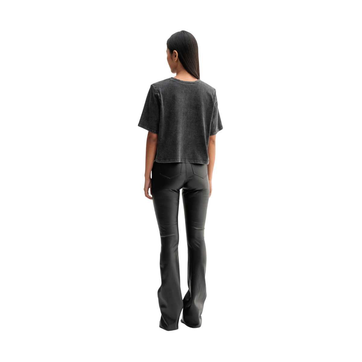 Okaya Cropped Tee - Washed Black