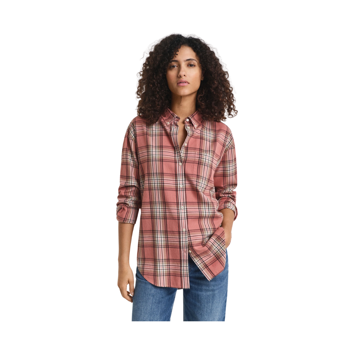 Relaxed Checked Flannel Shirt - Faded Brick