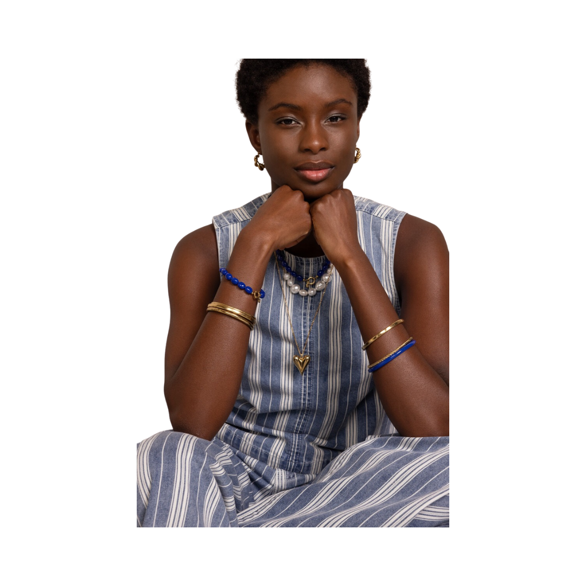 Bracelet Beads Petrol - Gold