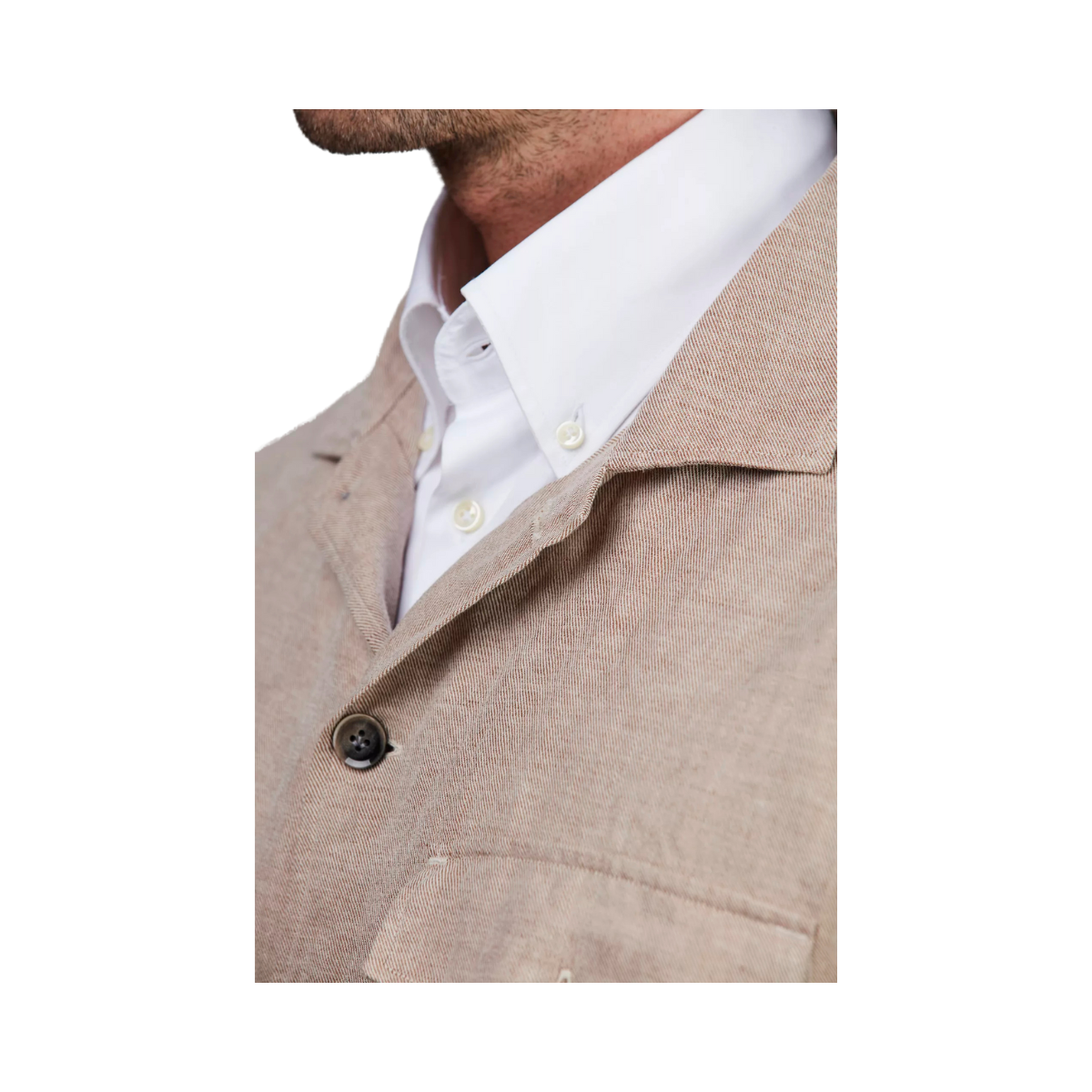 LINEN TWILL OVERSHIRT - 63 LT BROWN 63