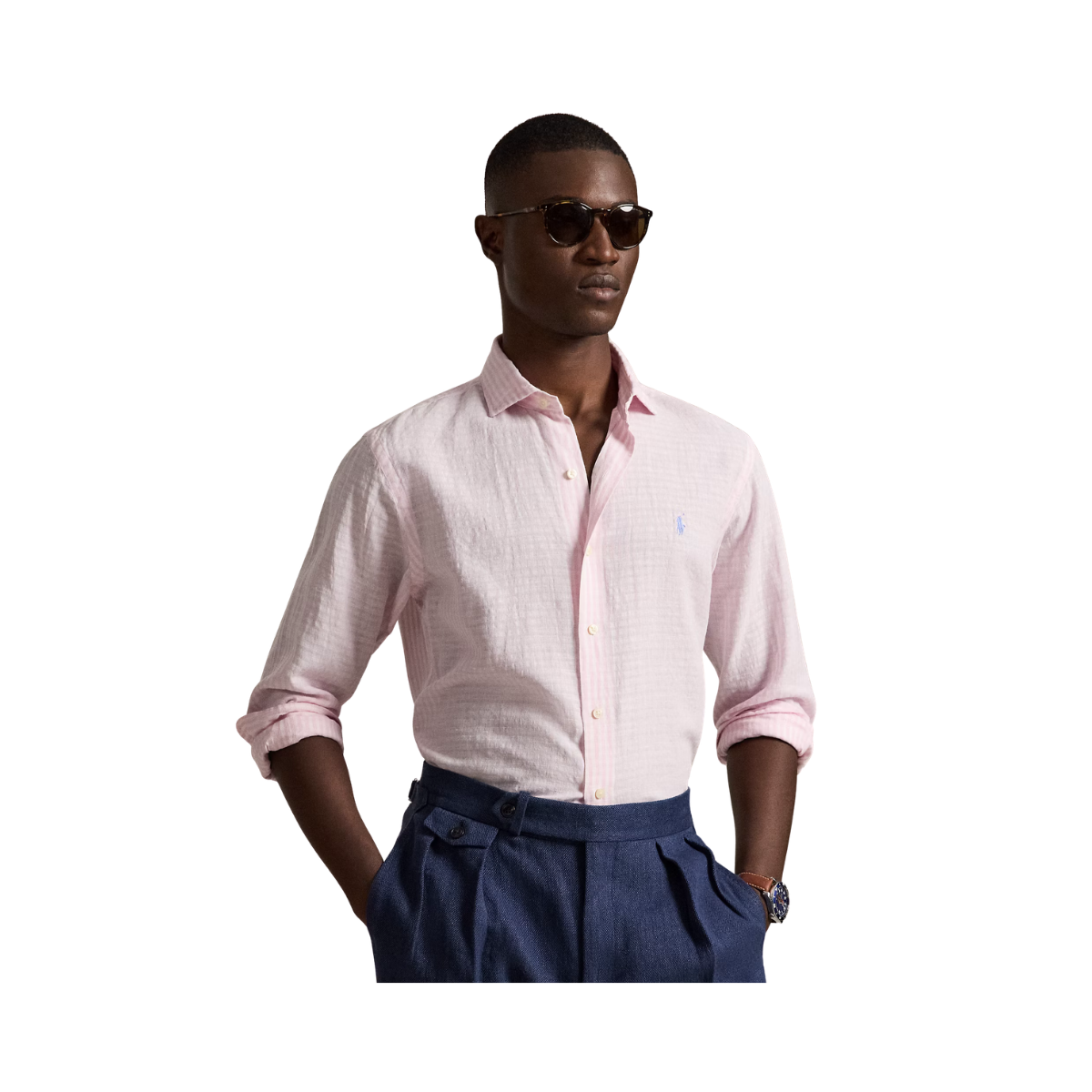 Woven Sport Shirt - Pink White