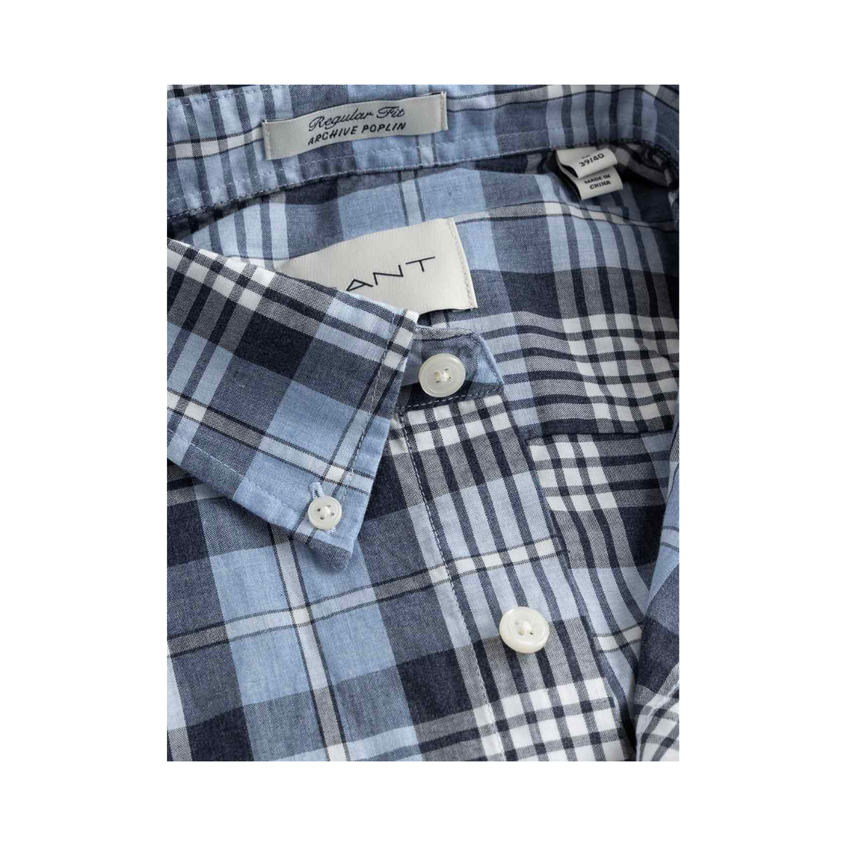 Reg Poplin Melange Check Shirt - Dark Indigo Melange