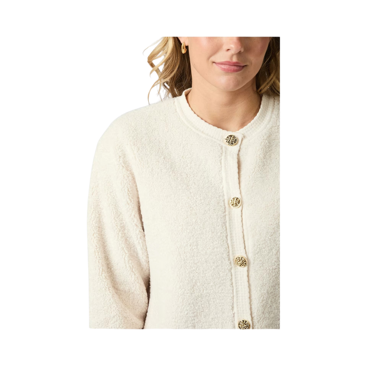 Limo Fluffy Knit Cardigan - 122 Creme