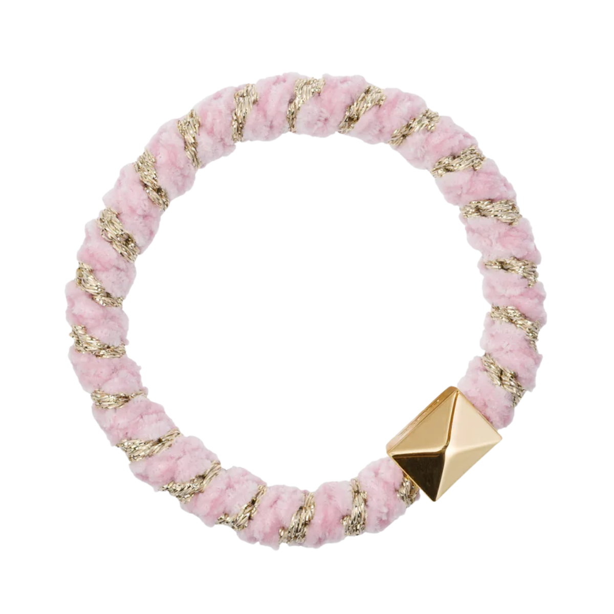 Fluffy Fat Hair Tie W/Gold - Cotton Candy Stripe