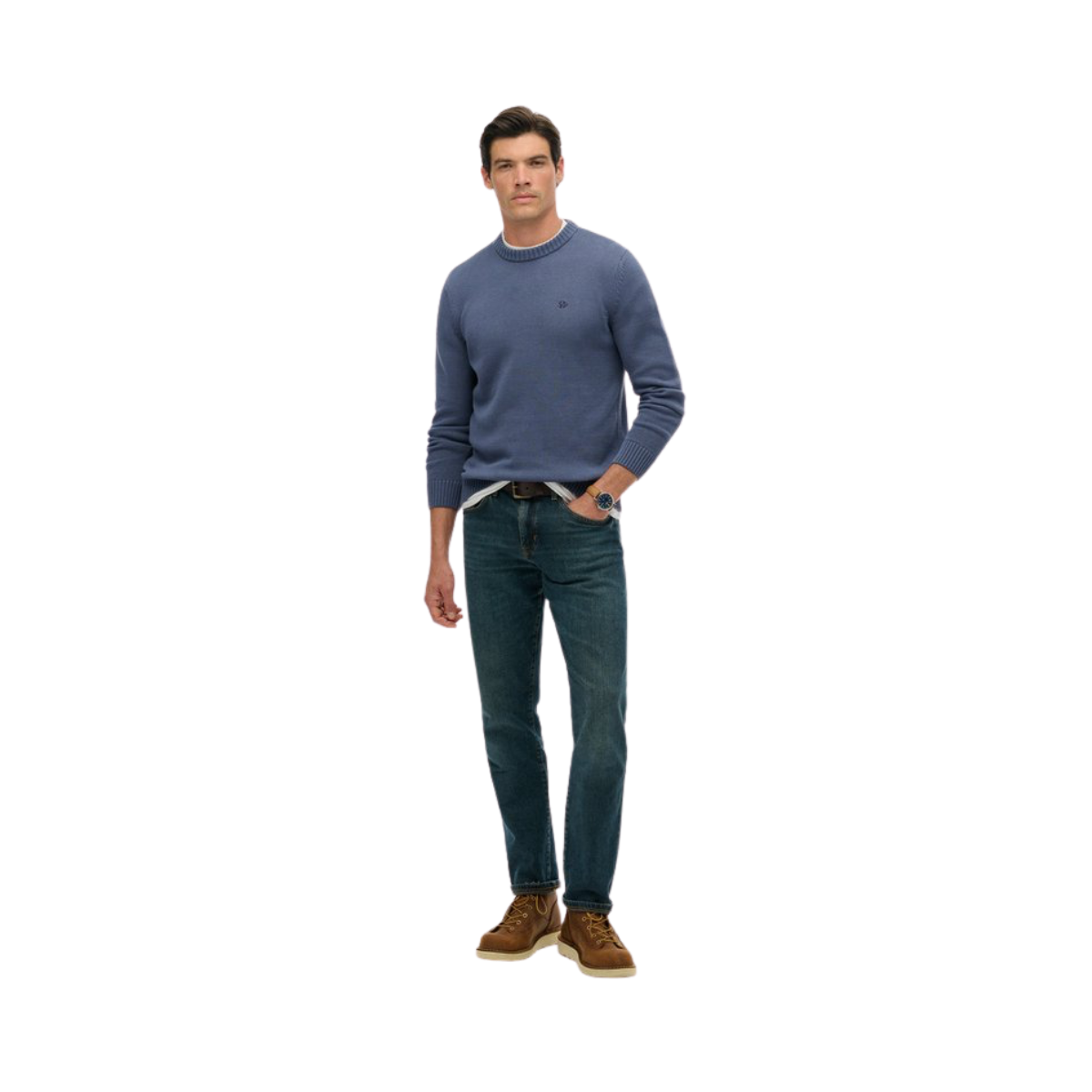 Preppy Cotton Jumper - Soft Navy