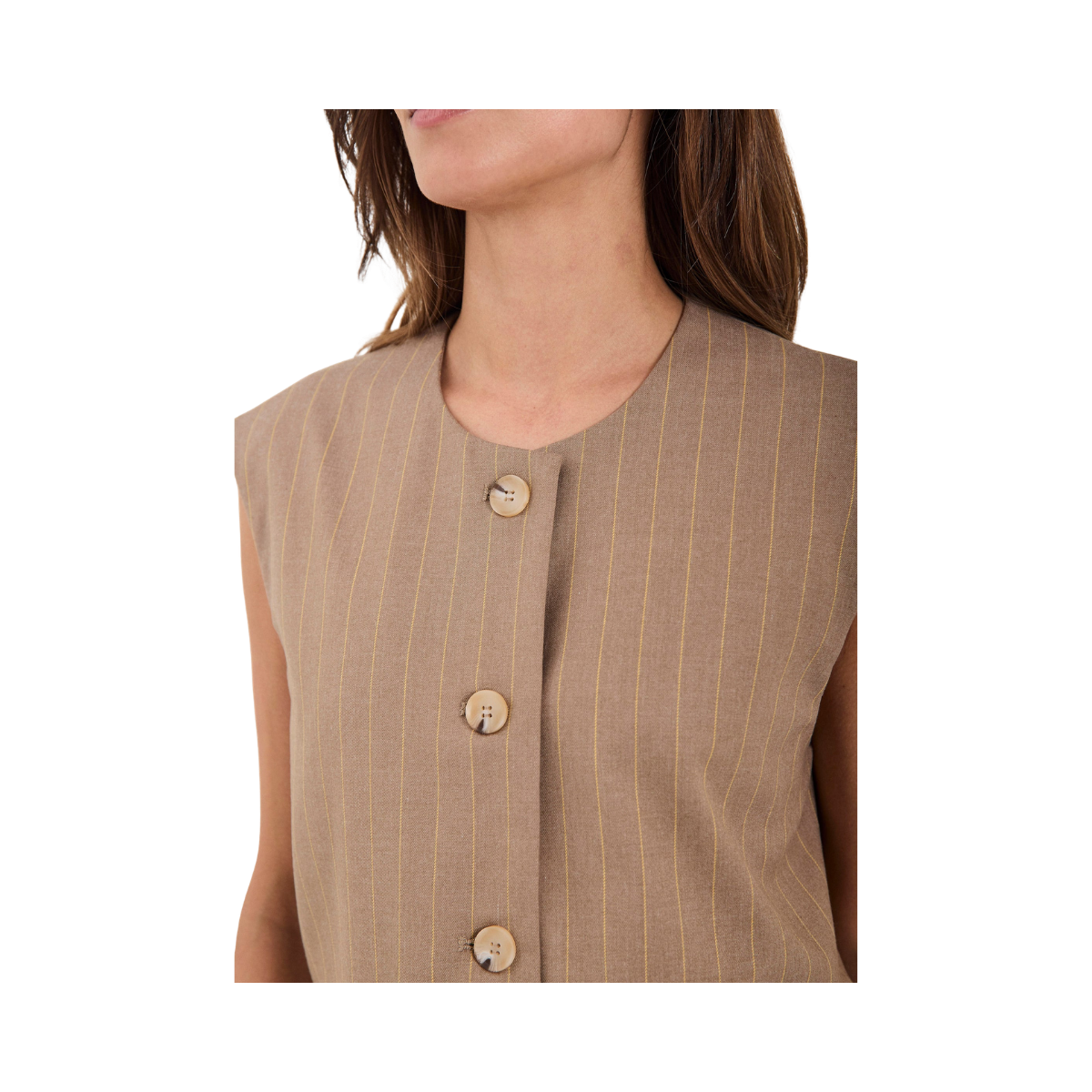 Novia Short Waistcoat - Yellow stripe