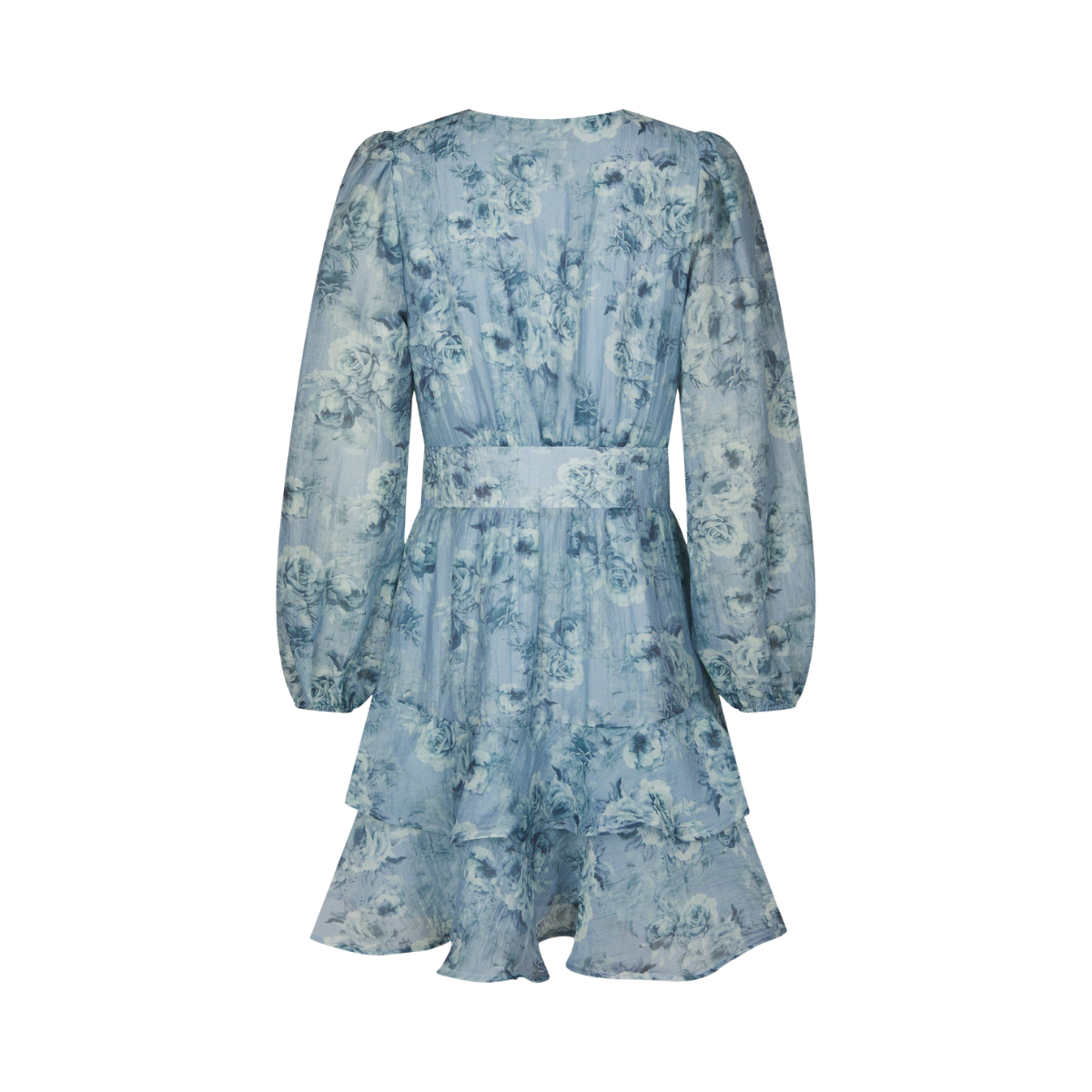 Mabella Crepe Print Dress - Dusty Blue