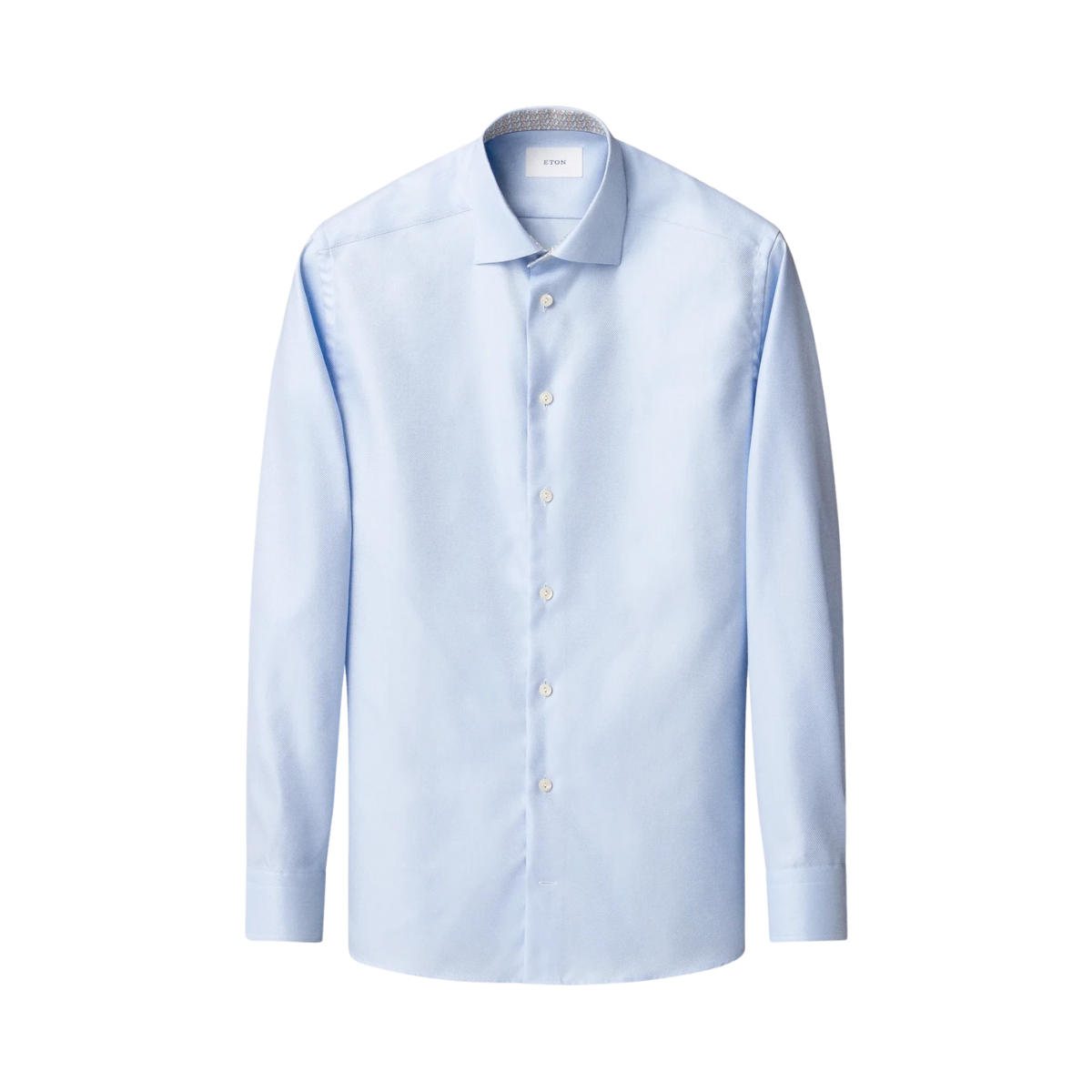 Geometric Effect Textured Twill Shirt - Light Blue