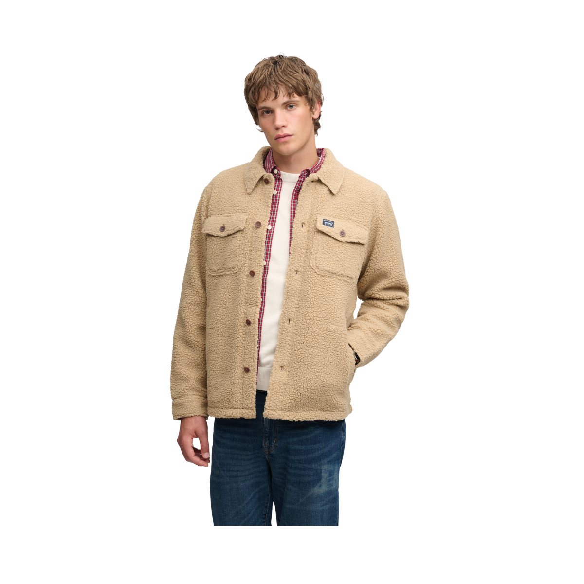 Retro Fleece Overshirt - Classic Tan Brown