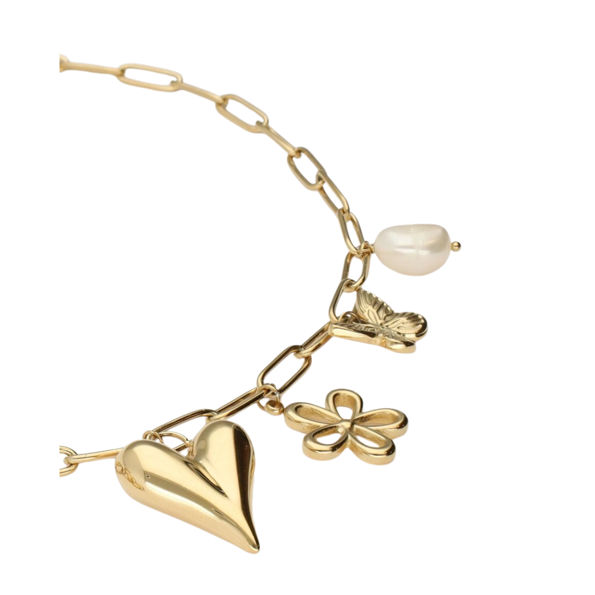 Necklace Pink Beads Multi Charms - 1200 Gold