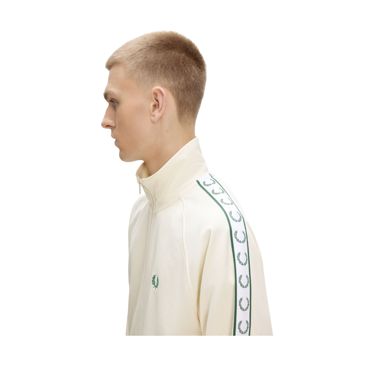 Contrast Tape Track Jacket - Ecru