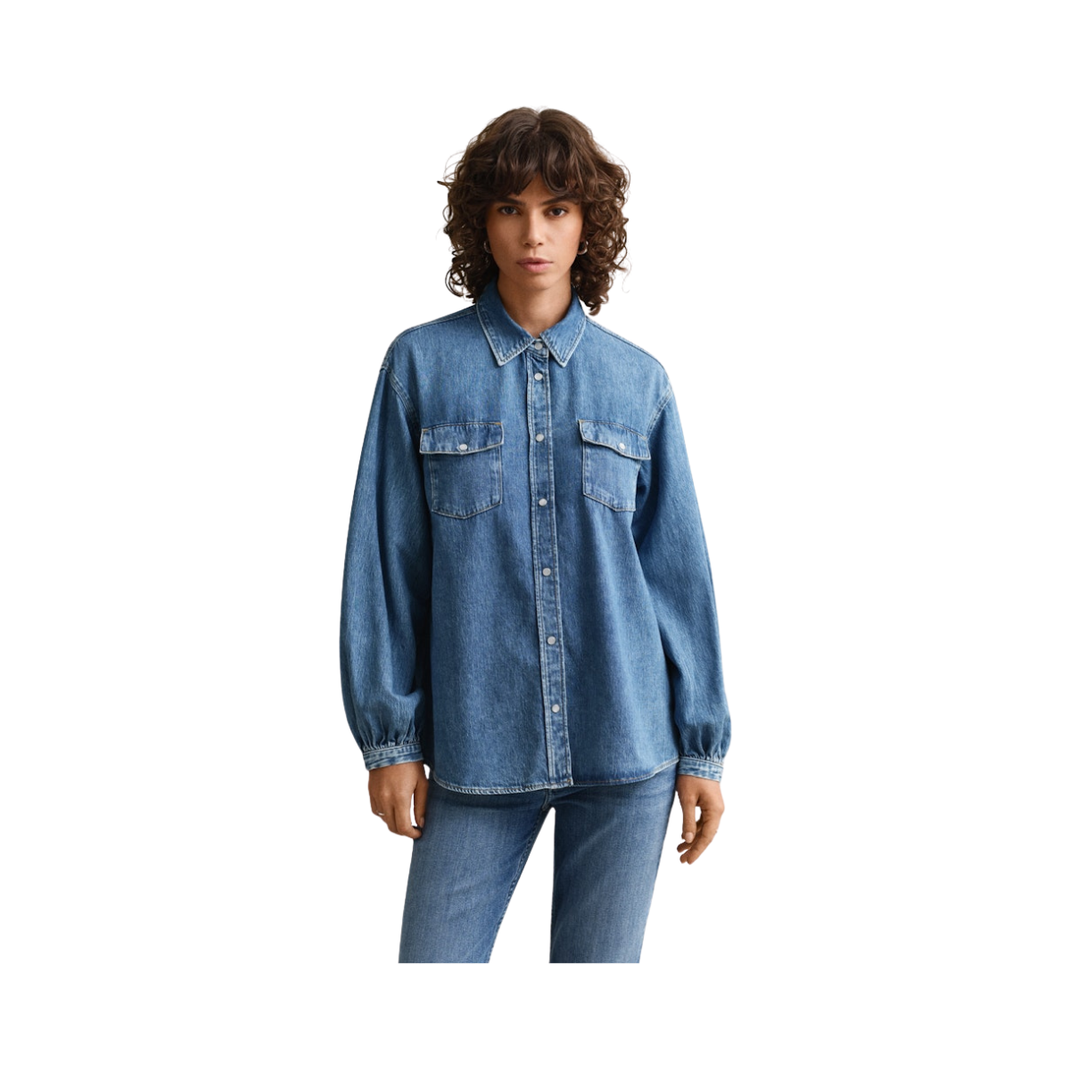 Denim Volume Sleeve Shirt - Mid Blue Archive