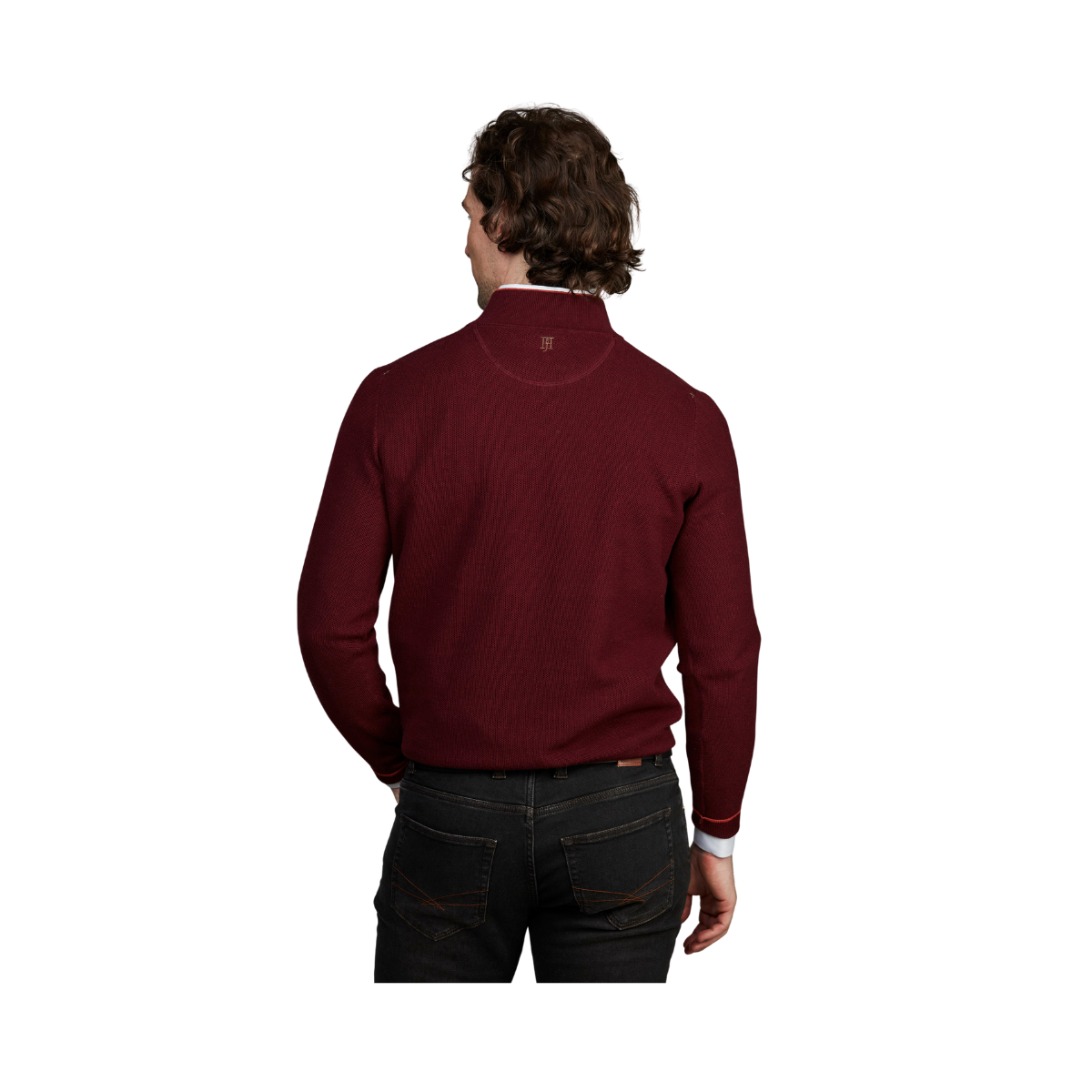 Half Zip Structure Knit - Ruby Red