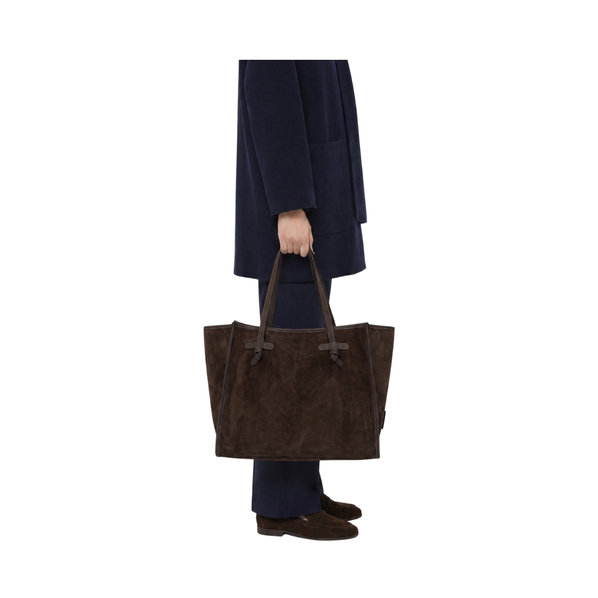 Marcella Suede Shopping Bag - Espresso