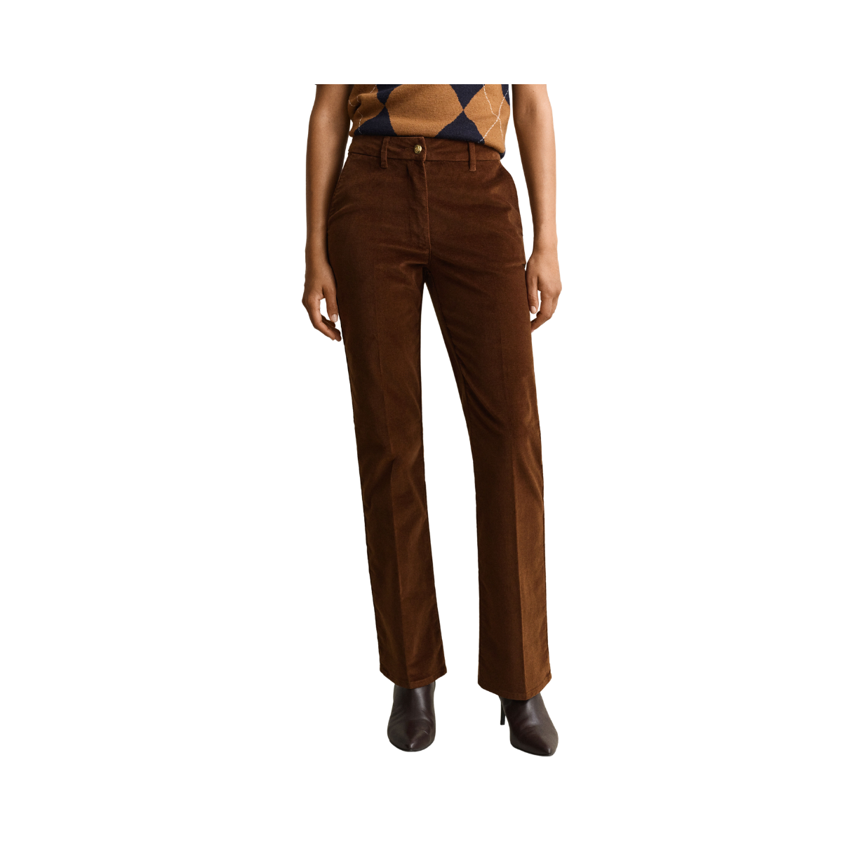 Slim Flare Velvet Pants - 229 Mahogany Brown