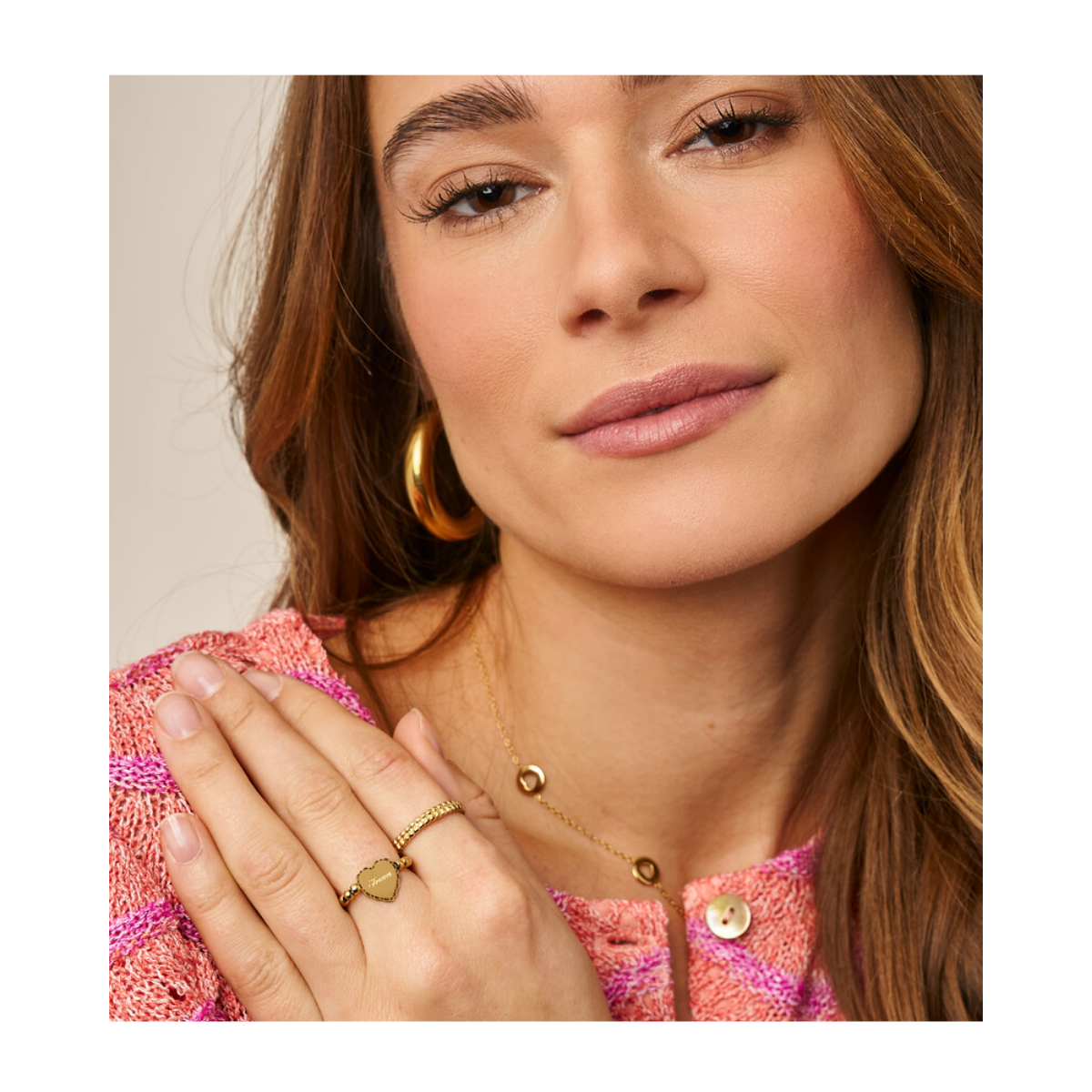 Ring Os Stretch Heart Forever - Gold